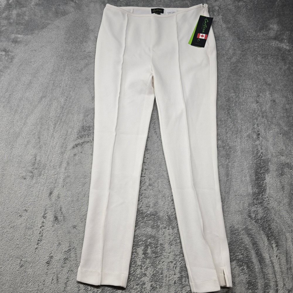 Cartise Ivory Textured Pique High Rise Side Zip Dress Pants Canada Size 8 640605